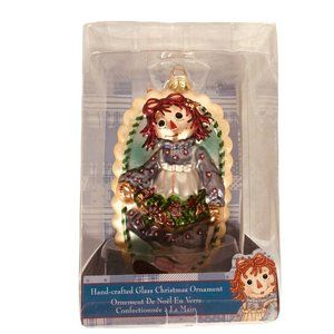New Kurt Adler Raggedy Ann Christmas Tree Ornament Hand Crafted Glass In Box‎